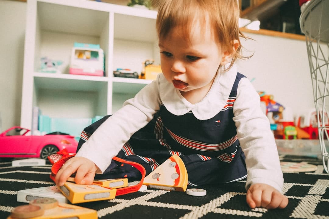 Toddler exploring at play